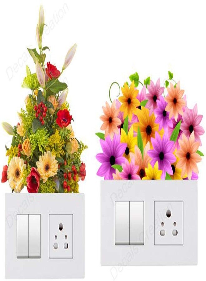 Decals Creation Vinyl Flowers Switch Board Equipment Sticker, 23.62 x 29.92 x 0.39 Inches, Multicolour , 1 Piece, Botanical - Image 2